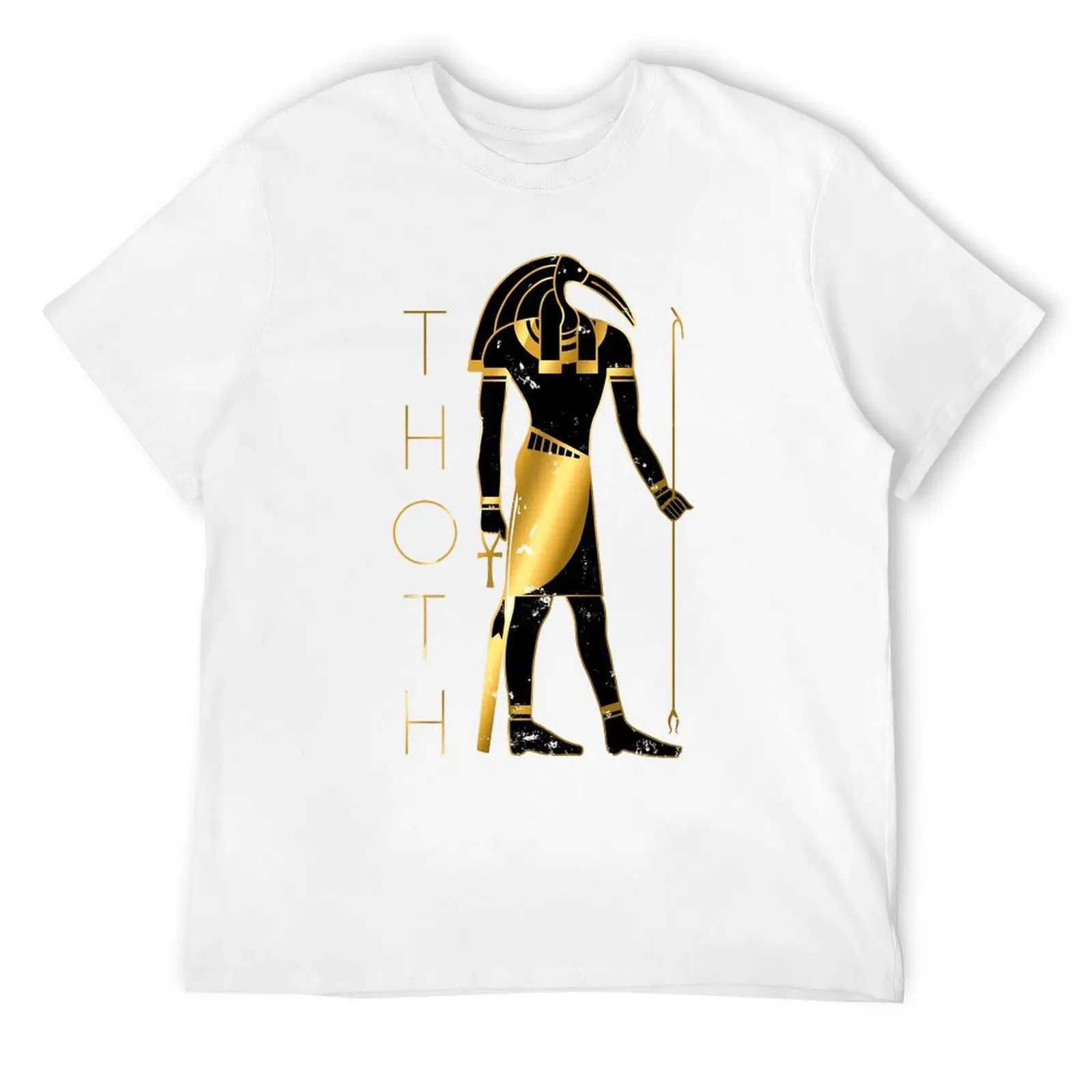 Лидер продаж черно-золотистая футболка Thoth с круглым вырезом топ милая Новинка