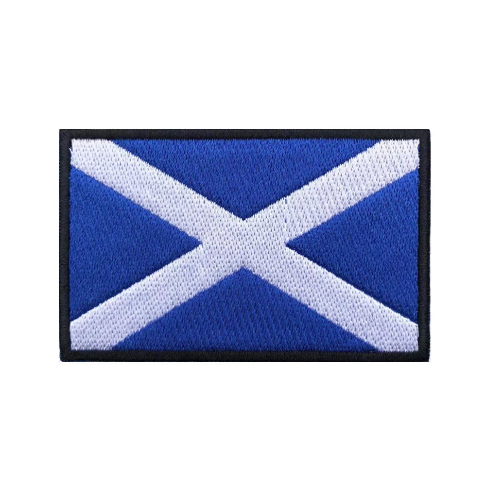 

1PC Scottish Flag Scotland Patches Armband Embroidered Patch Hook & Loop Or Iron On Embroidery Velcros Badge Military Stripe