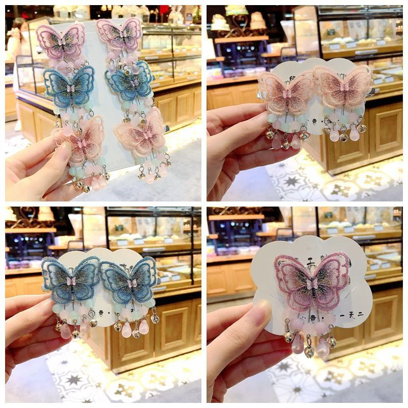 

Детский головной убор Hanfu для взрослых, антикварные украшения для волос, антикварные украшения, вышивка бабочки для девочек, супер феи, Шпил...