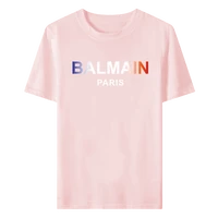 balmain mens letter logo discoloration printed round neck short sleeve casual unisex t shirt