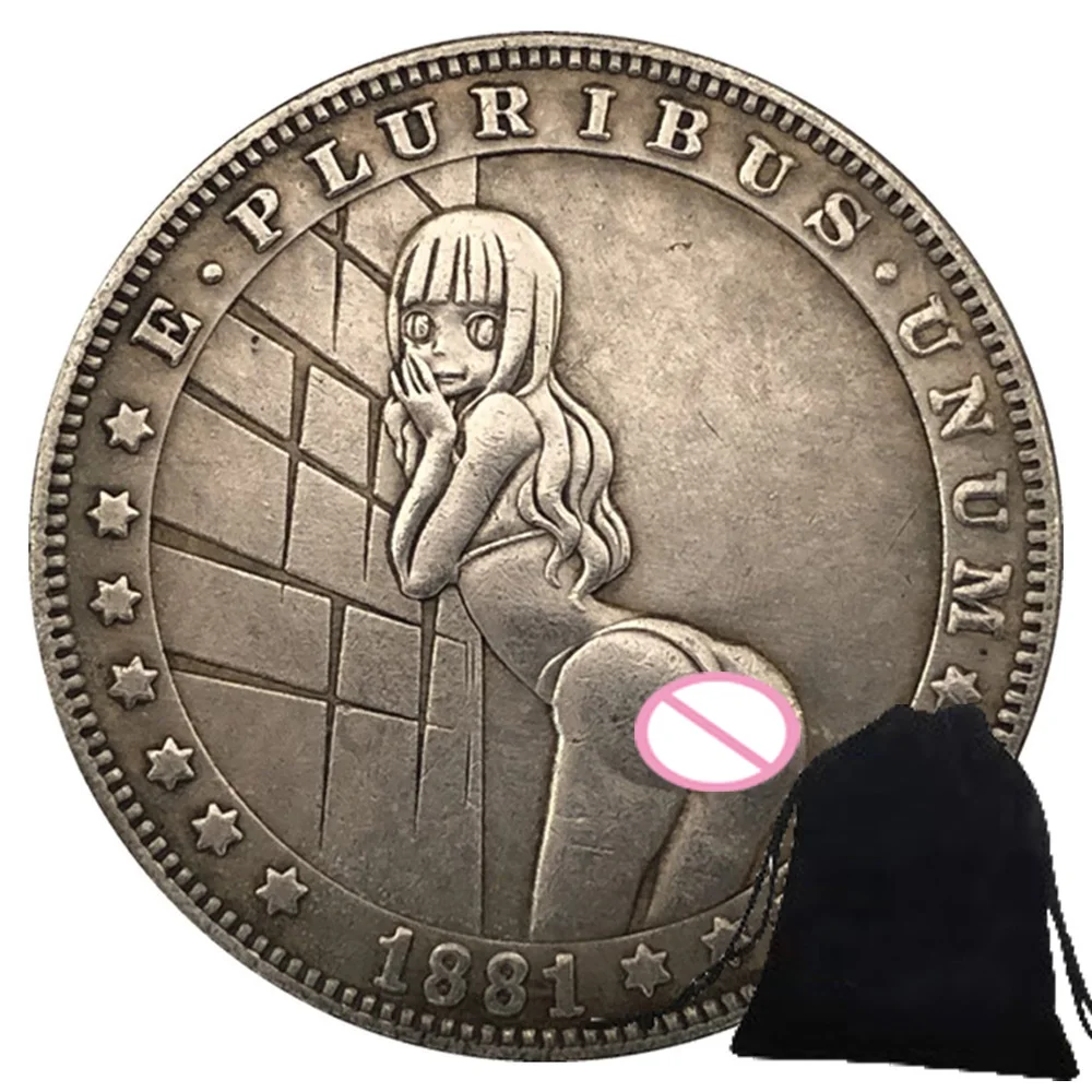 Роскошная привлекательная Йога Девочка один доллар 3D Искусство парные монеты