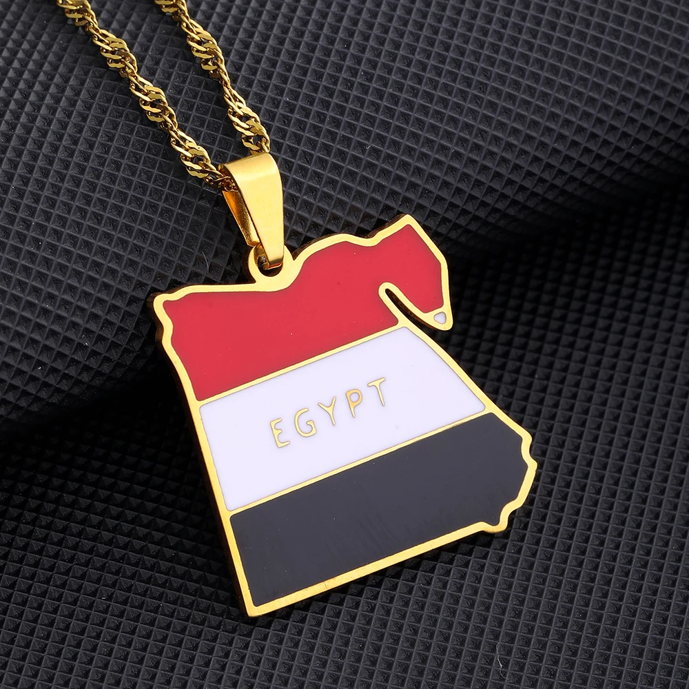 Африканская Карта Египта кулон в форме флага ожерелье из нержавеющей стали для