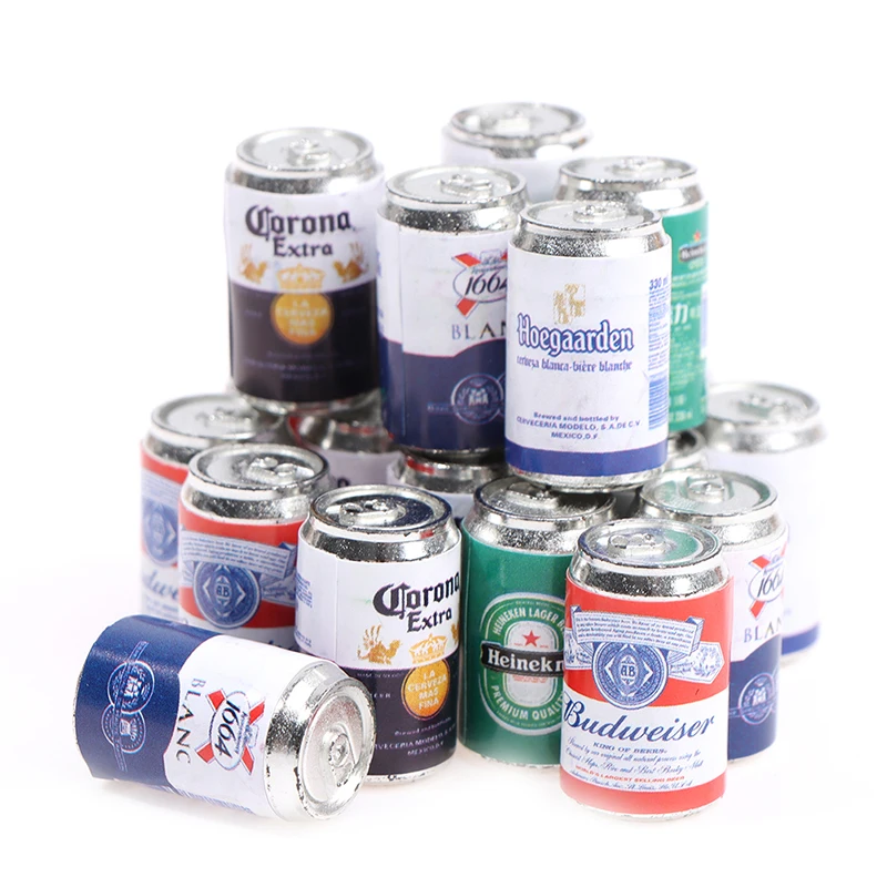 

4PCS 11.5*20MM 1/12 Miniature Soda Beer Can Bottles Dollhouse Kitchen Accessories For Dollhouse Decals