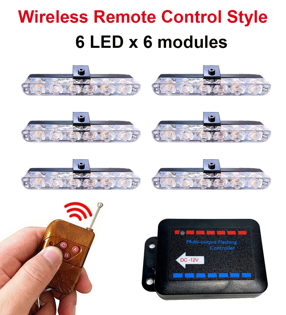 

Беспроводные Светодиодные Сигнальные Ленты Для Решетки Автомобиля С Дистанционным Управлением: Красные, Синие, Желтые, Аварийные