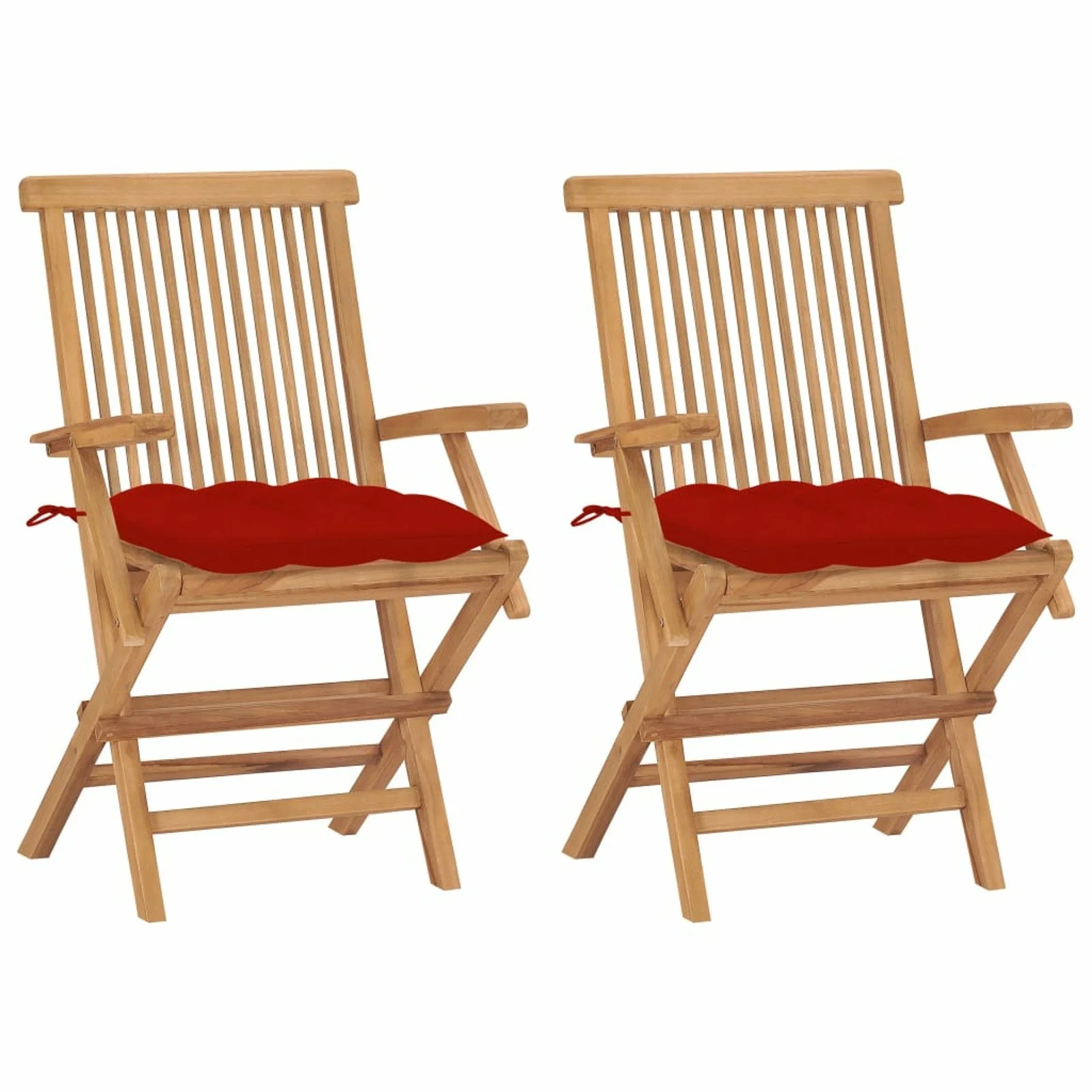 

Patio Chairs with Red Cushions 2 pcs Solid Teak Wood