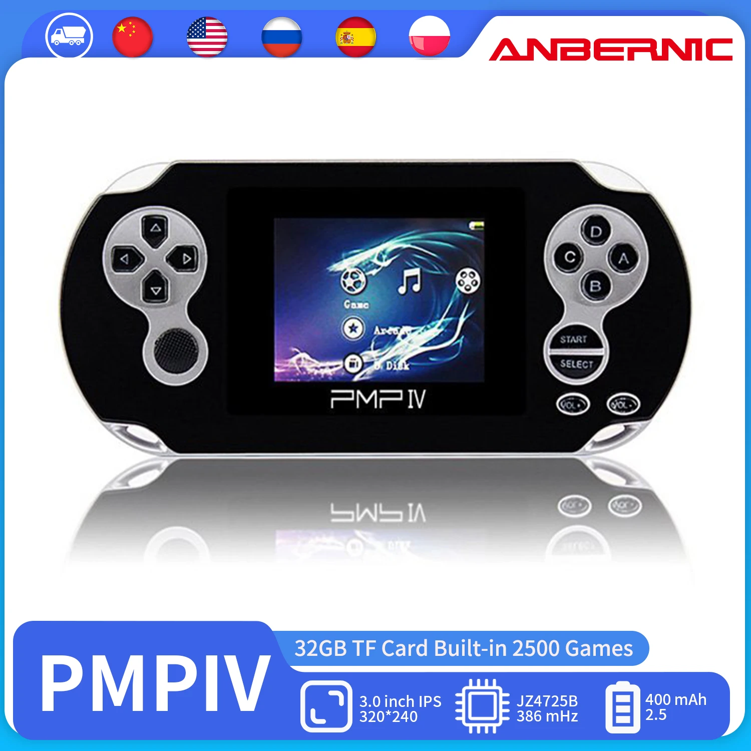 

Anbernic PMP 4 Retro Handheld Game Console 2.7 inch Screen Support Video Classic Game Portable Player with 32G Card 2500 Games
