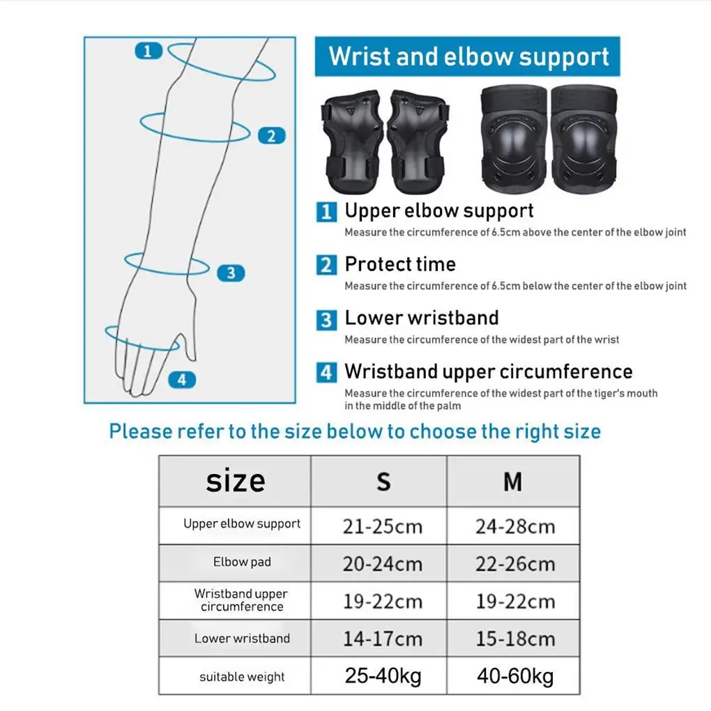 

Skateboard Knee Wrist Elbow Braces Pads Supple Adults Kids Skiing Protective Gear Set Covers Joints Protectors