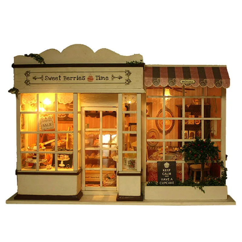 

LED Sweet Berrie Time Inn doll house furniture diy dollhouse wood diy doll house miniature dollhouse furniture children Toy gift