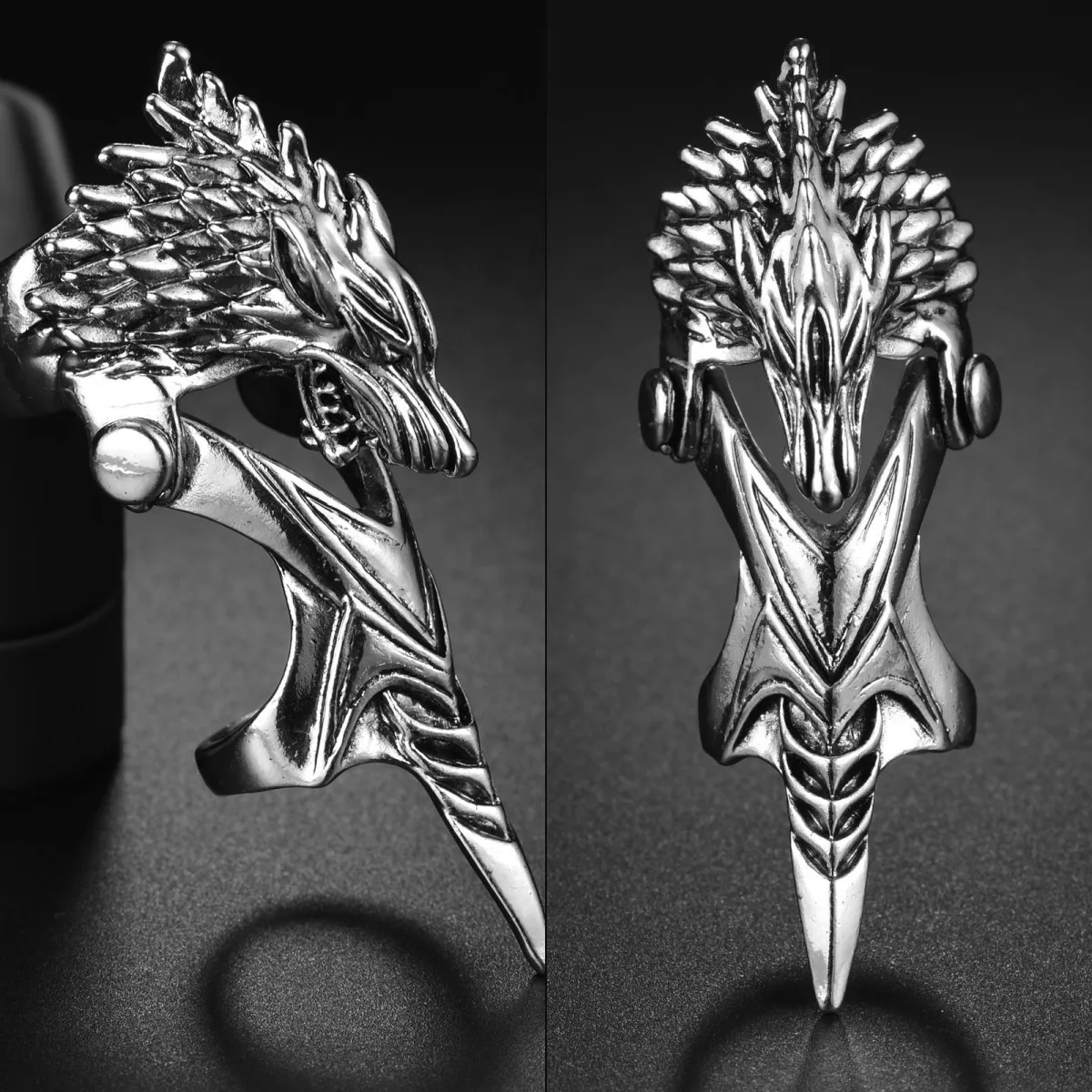 Готические кольца с головой волка на полный палец панк-рок прокрутка сустав