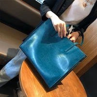 luxury ladies bags oil waxed leather shoulder bags ladies fashion business solid color handbags large capacity casual bags