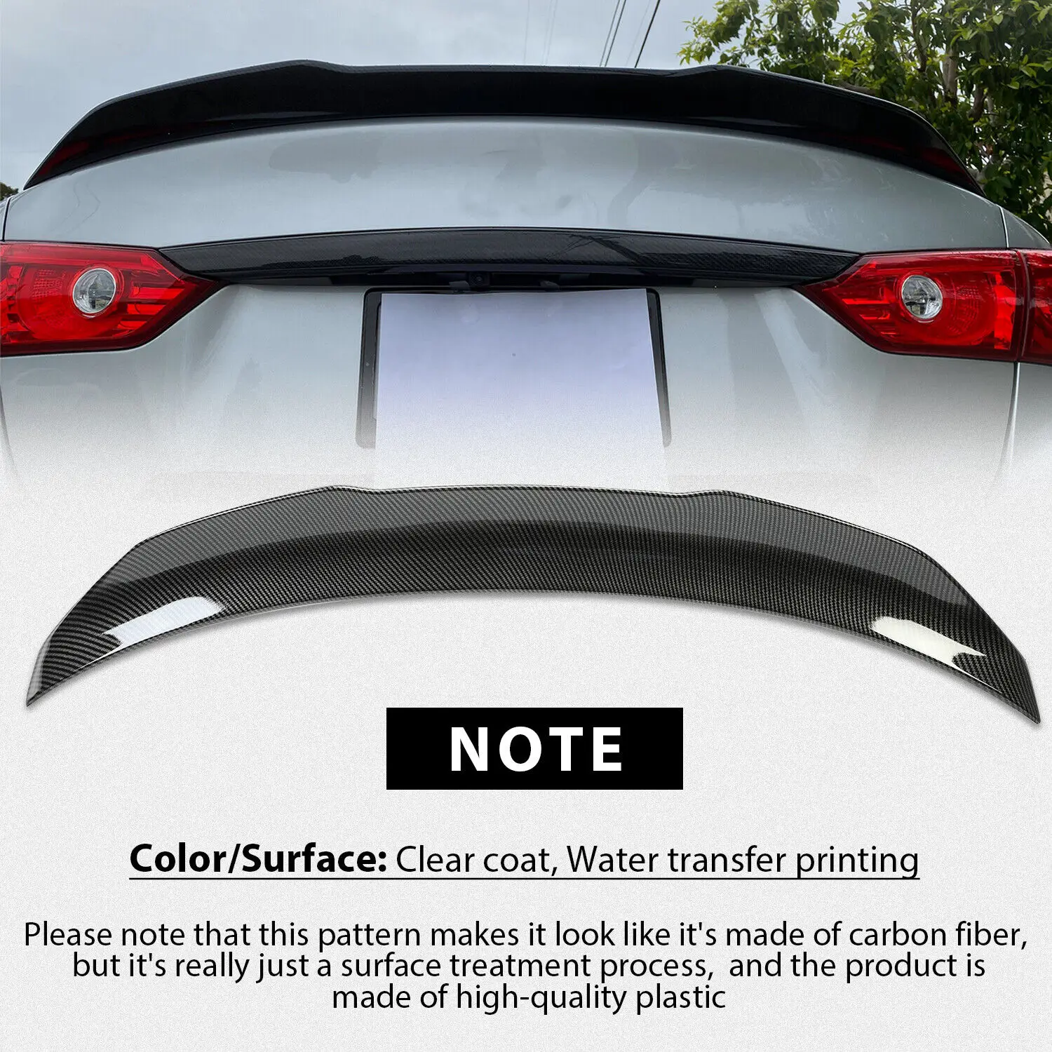 

PSM Style Carbon Fiber Look Highkick Duckbill Car Rear Trunk Boot Lip Spoiler Wing Lid ABS For Infiniti Q50 Q50S 2014-2021
