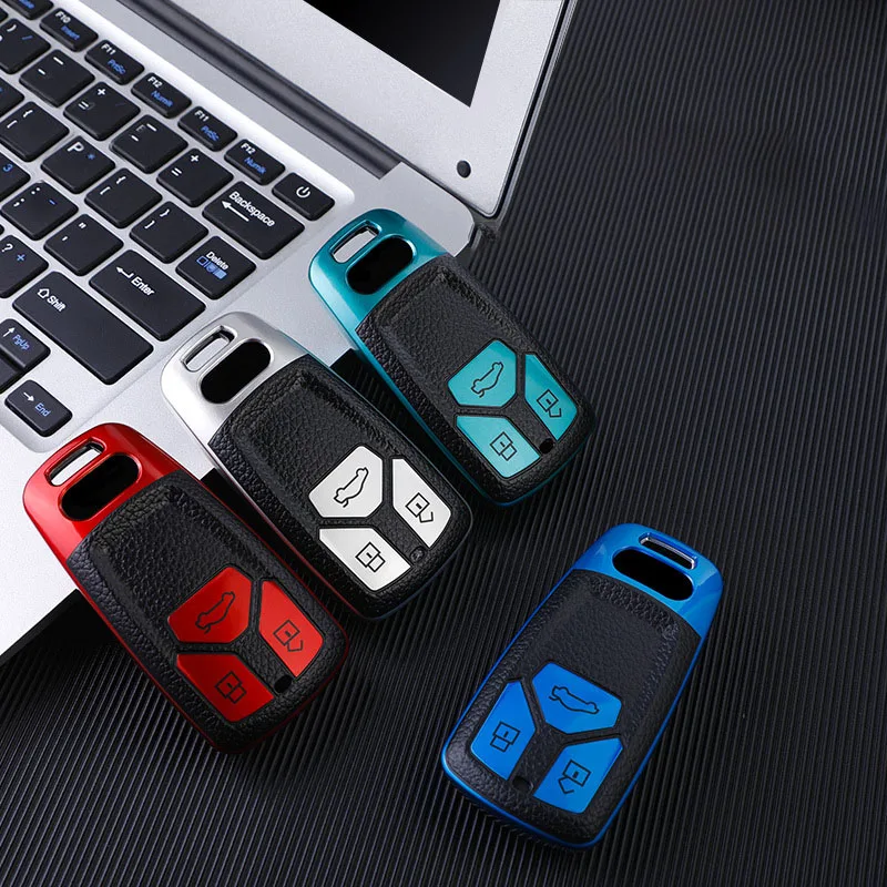 

Leather+TPU Car Remote Key Case Cover Shell For Audi A4 A4L B9 A5 A6 8S 8W Q5 Q7 4M S4 S5 S7 TT TTS TFSI RS Auto Accessories