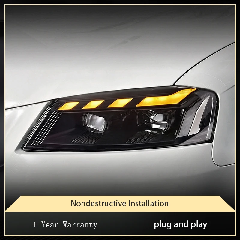 Фото Пара модифицированных автомобильных фар для Audi A3 2008-2012, передние светодиодные фары DRL, аксессуары для установки Plug and Play №4