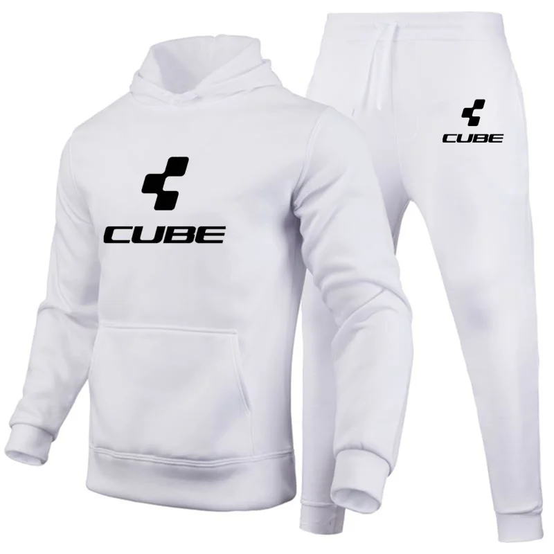 

CUBE Mens Sweatshirts Sets Long Sleeve Leisure Sportswear Fleece 2 Piece Outfit Set Men Autumn And Winter Warm Casual Tracksuit