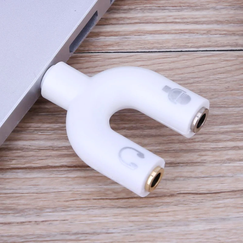 U Type Adapter Dual 3.5 MM Headphone Plug Audio Cables Splitter Microphone 2 in 1 Swivel Connector for Smartphone MP3 MP4 Player