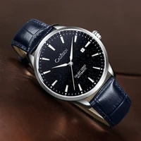 cadisen genuine leather mens watch luxury sapphire glass 100m waterproof automatic watch butterfly buckle mechanical wristwatch