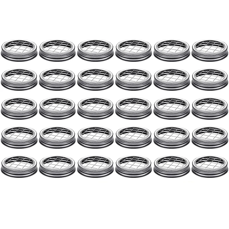 

30 Sets Mason Flower Jar Frog Lid Mason Jar Lids With Straw Hole Flower Frog Lid Insert Grid Lid For Regular Mouth Jar-FS-PHFU