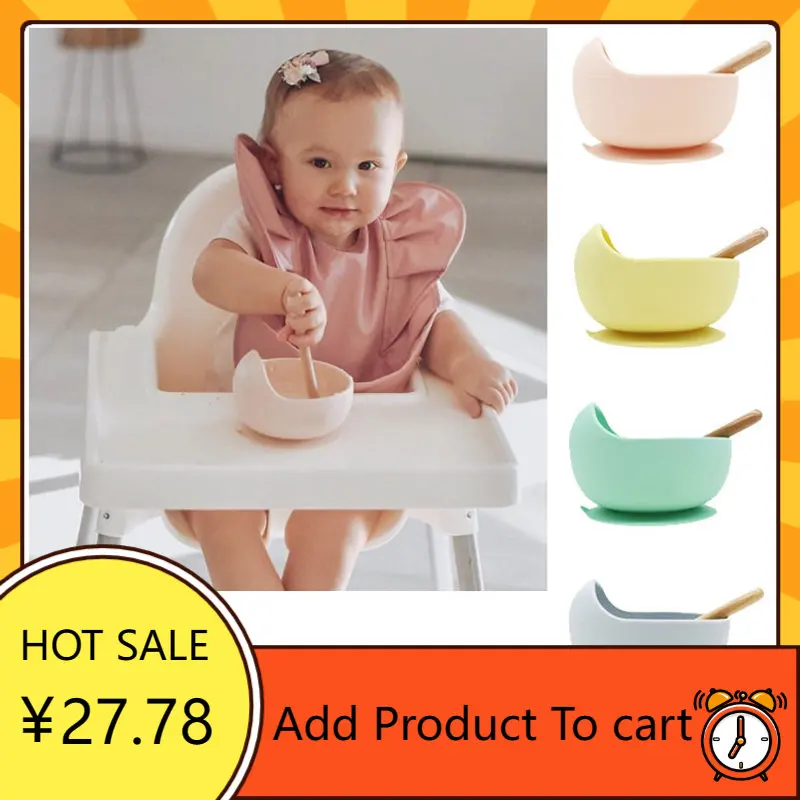 

2PCS/Set Silicone Baby Feeding Bowl Tableware for Kids Waterproof Suction Bowl with Spoon Children Dishes Kitchenware Baby Stuff