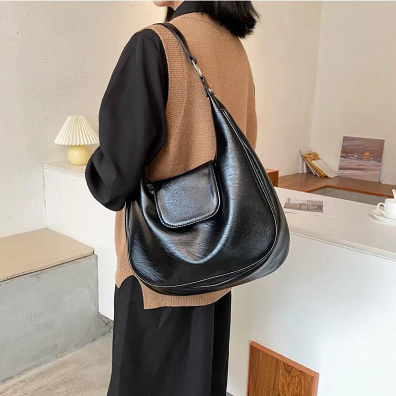 

Women's Shoulder Bags Designer Bag Retro Handbags Large Capacity Casual Underarm Pu Leather Solid Color Vintage Bags