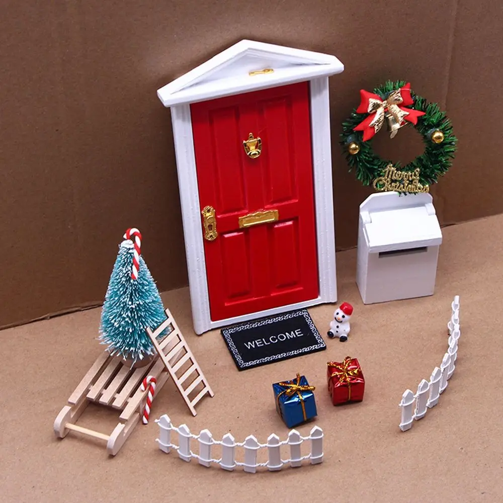

1set Mini Accessories Carpet Broom Dollhouse Wood Miniature Doll House Lamp Santa Claus Christmas Boots Tree Wreath Pine