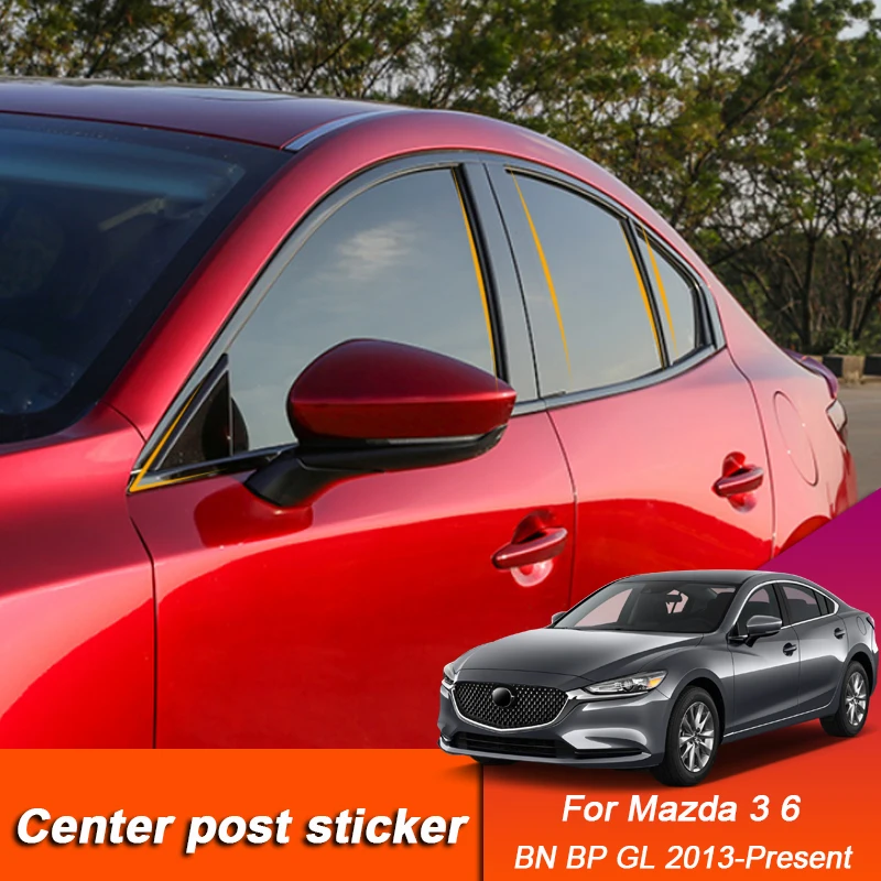 

Наклейка на столб автомобильного окна, 6 шт., декоративная ПВХ пленка против царапин, внешние автомобильные аксессуары для Mazda 3 6 BN BP GL 2013-прис...
