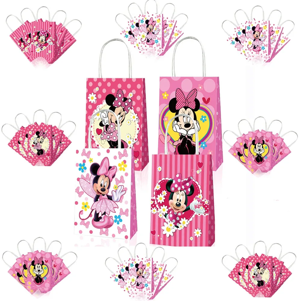 Gift Bags Popcorn Boxes Kids Minnie Birthday Party Decoration Gift Bag Baby Shower Supplies