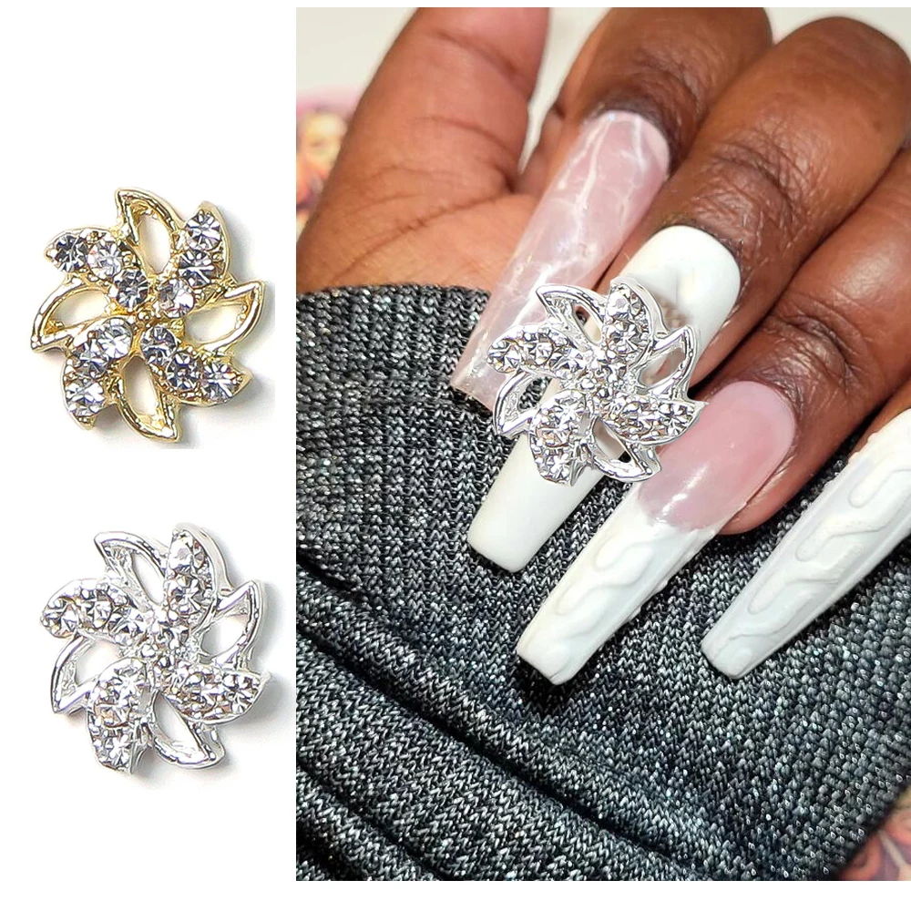 

10PCS 2022 Rhinestone Charm Windmill Nail decoration Zircon Diamond DIY Nail Accessories new 3d nail Charm windmillJelwery