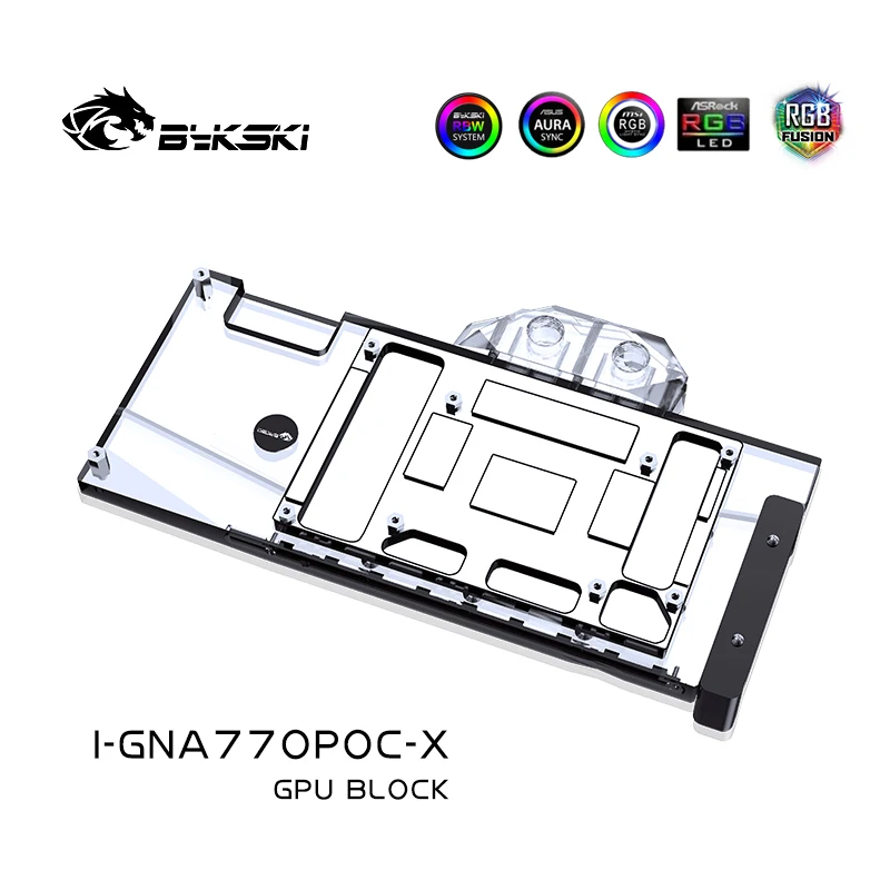 Bykski GPU Water Block Видеокарта VGA Кулер Радиатор охлаждения для GUNNIR Intel Arc A770 Photon 16G OC