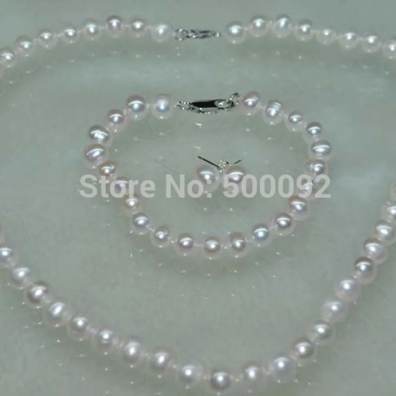 

Ожерелье и браслеты из натурального пресноводного жемчуга 7-8 мм, 15 комплектов