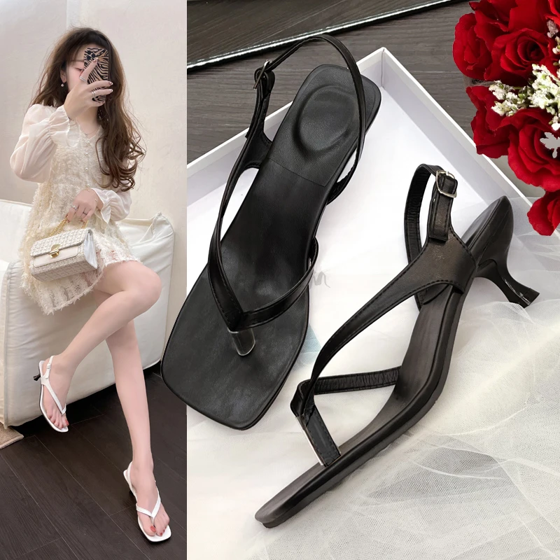 

Шлепанцы женские с квадратным носком, сланцы, открытый каблук средней высоты, пикантные, модные тапочки, лето 2022