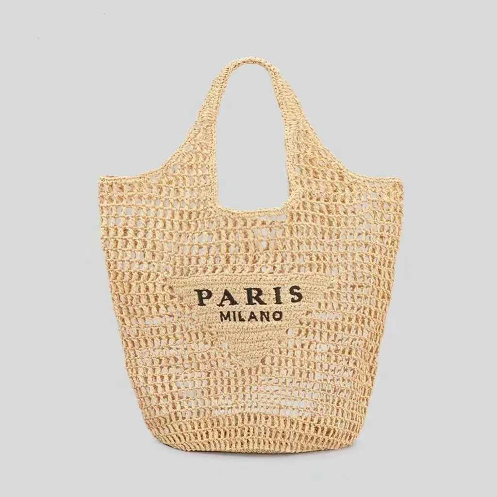 

Luxury Design Travel Bags Raffia Straw Wicker Totes Bag Women Fashion Paris Summer Beach Woven Shopping Bag Hollow Out Handbag