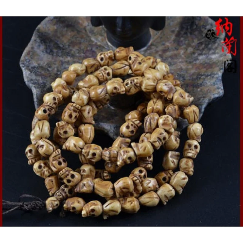 

Vintage 108 Beads Buddhist Tibetan Bone Bone Meditation Prayer Mala Necklace