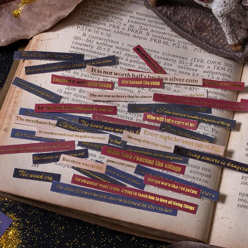 

20 листов золотистых бронзовых наклеек для книг, сказочный красочный материал на английском языке, декоративные слова, скрапбукинг, базовая бумага 130*85 мм
