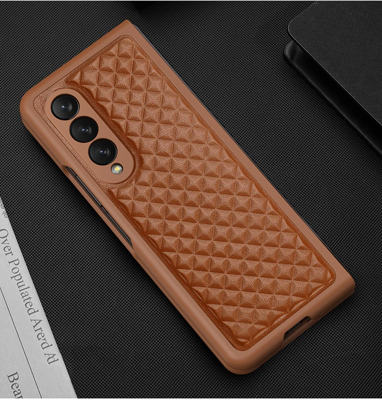 

Business Style Leather Case for Samsung Galaxy Z Fold 3 4 5G Lattice Pattern Phone Cover for Galaxy Z Fold4 Fold3 Anti-fall Case