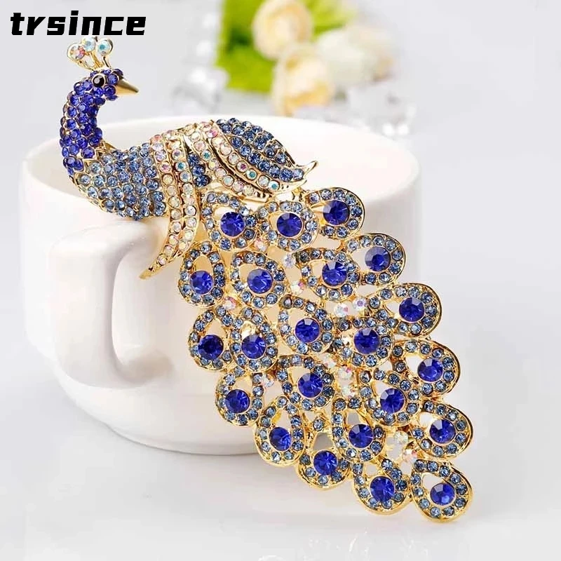 

Super Large Size Rhinestone Crystal Peacock Brooches for Women Coat Dress Accessories Pin Corsage Animal Brooch Jewelry Gifts