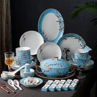 ceramic tableware jingdezhen enamel color dishes set bowls household gifts hotel set bone china tableware porcelain bowl