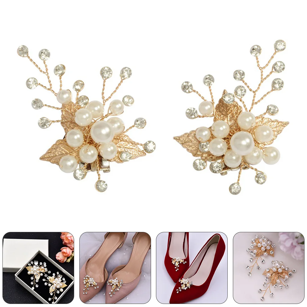 

2pcs Exquisite Fashion Decorative Pearl Shoes Clips Wedding Shoes Buckles Bridal Shoes Clips