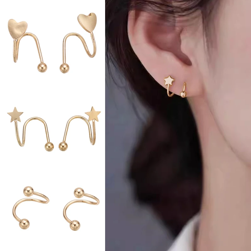 Простые Модные универсальные сферические серьги со звездами в виде спирали