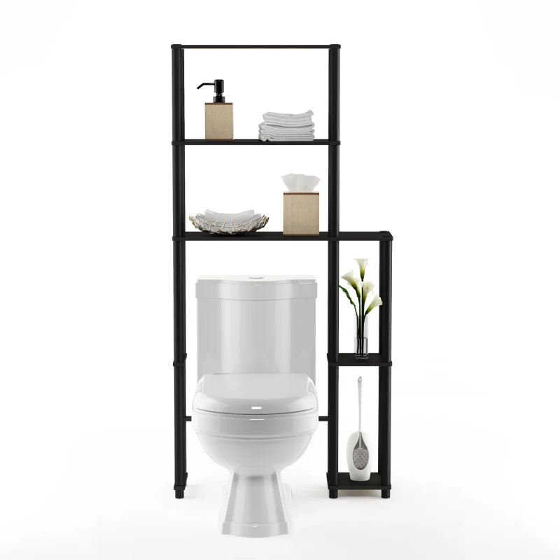 

Toilet Space Saver with 5 Shelves, Espresso/Black, household items bathroom organizer shelf organizer