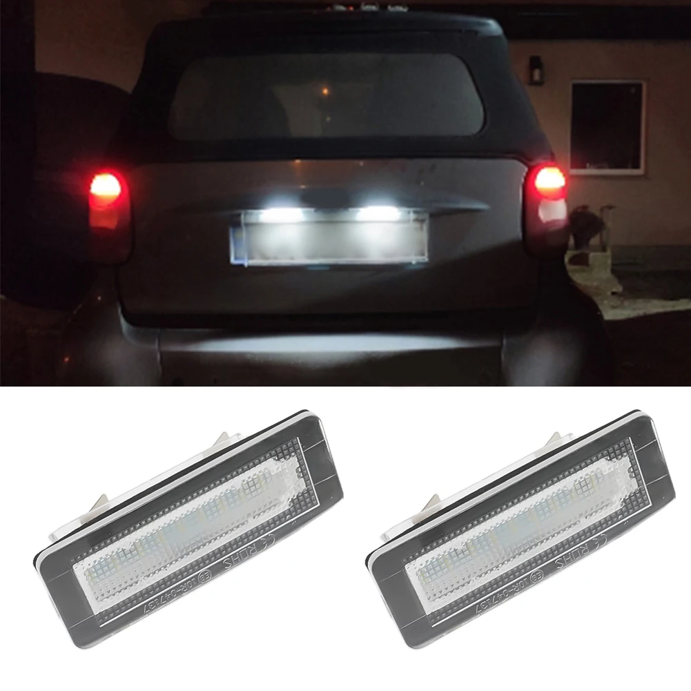

2PCS LED License Plate Lights White ABS Plastic For Smart Fortwo Coupe/Convertible 2007-2015 License Plate Light Assembly