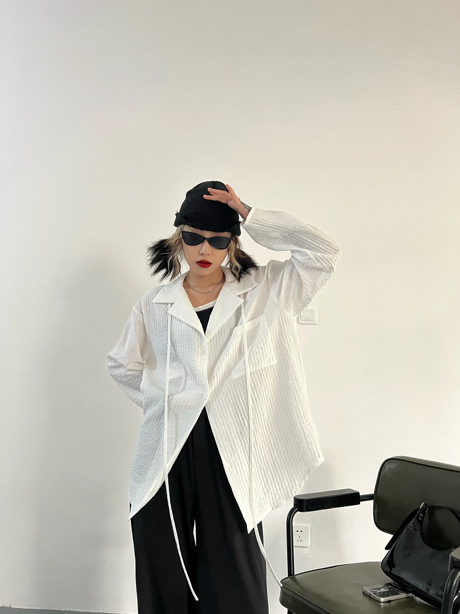 

SuperAen 2022 Spring/Summer New Loose Sunscreen Cardigan Coat Women's Thin Chiffon White Shirts