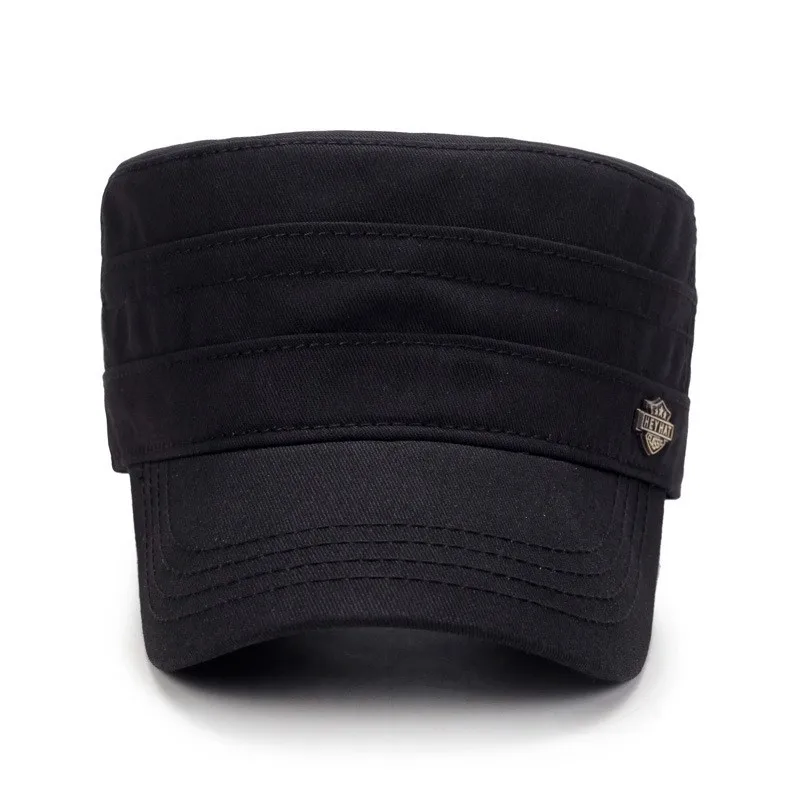 Langge Same Hat Men's Autumn and Winter Flat-Top Cap Outdoor Sun Protection Korean Casual Brim Black