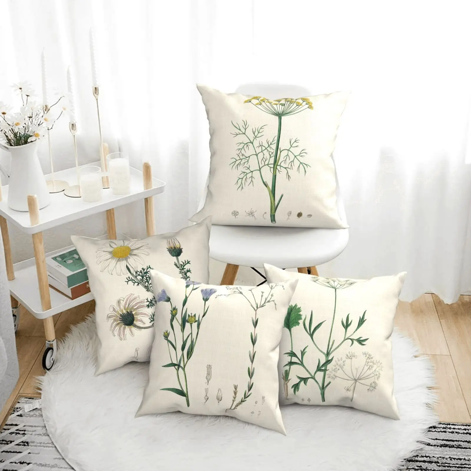 Фото 4 средства almohada mornas con estampado botánico - Tonos Neutrode, Fundas Continqas para cama o sofá, acuadas para sala, cam №1