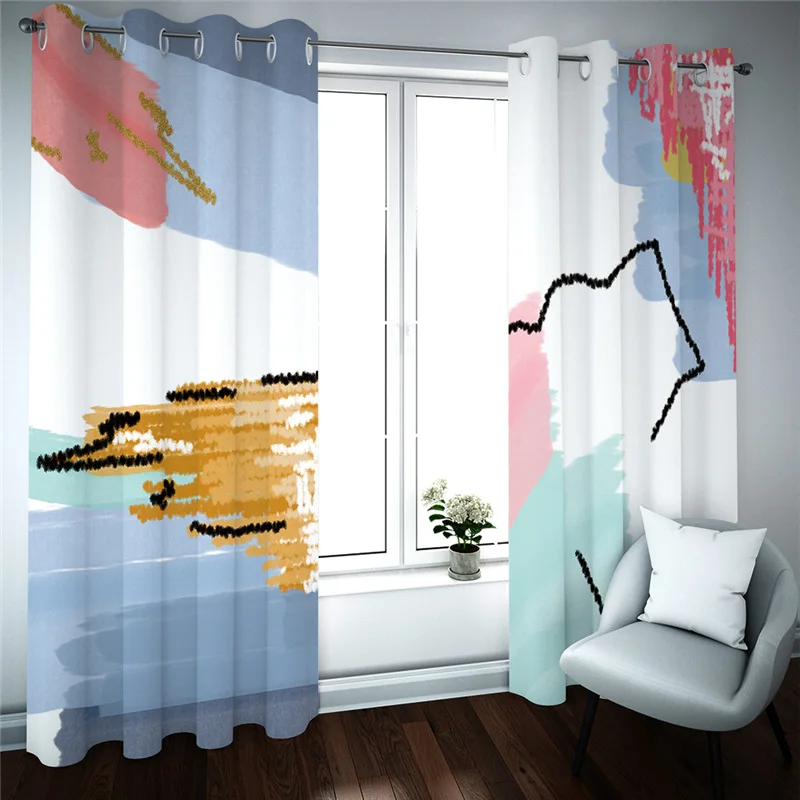Индивидуальные шторы для гостиной 2 шт. абстрактная картина с граффити роскошные