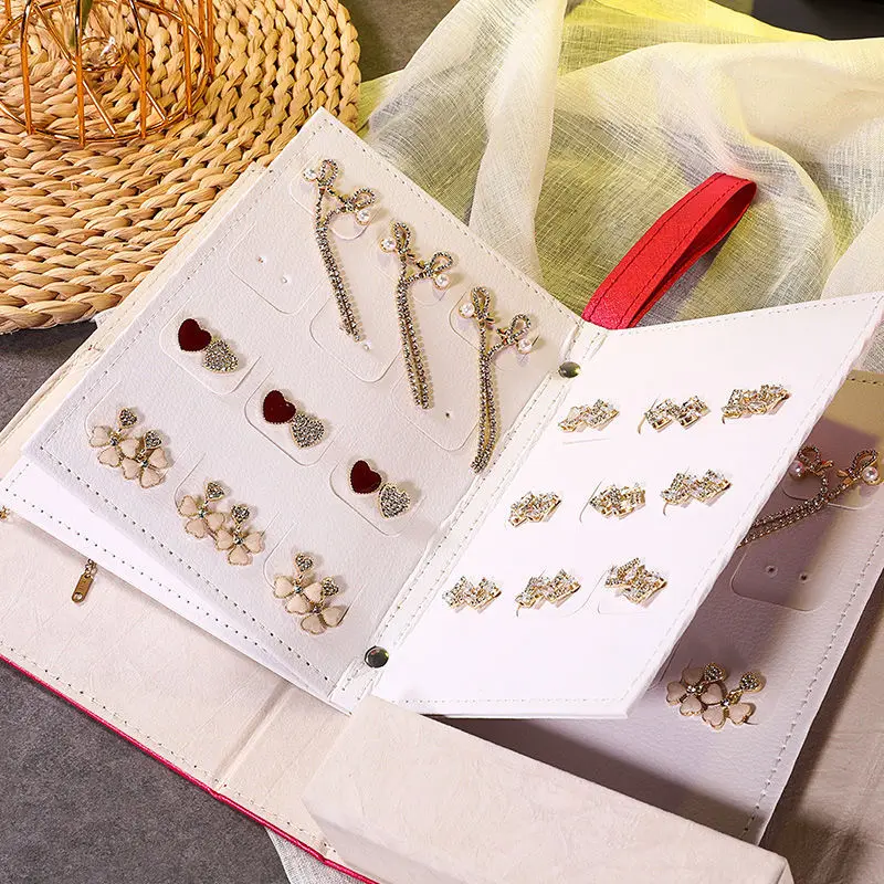 Portable Jewelry Storage Book Earring Organizer Necklace Ring Rack Holder Mini Jewelry Display Bag For Travel