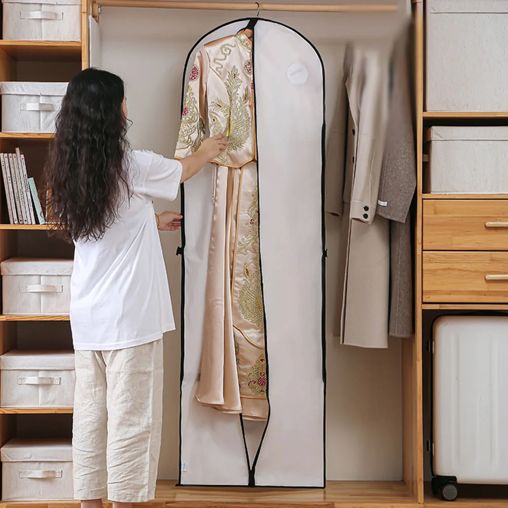

180 Cm Portable Zip Clothes Storage Breathable Dust Proof Bag Folding Wedding Dress Dust Cover Bags Garment Non-woven