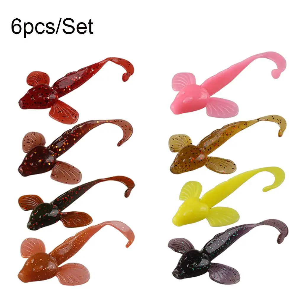 

6 Pcs/Set Fishing Bait Soft Lure Artificial Fins 8cm 4.6g Wobblers Accessories