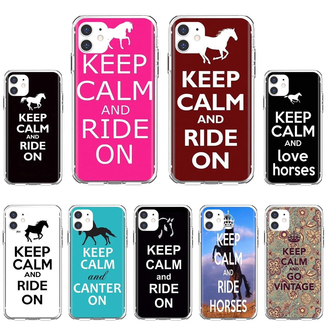 

For iPhone 10 11 12 13 Mini Pro 4S 5S SE 5C 6 6S 7 8 X XR XS Plus Max 2020 Keep-Calm-and-Ride-On-Horse-Pony Soft Case Cover