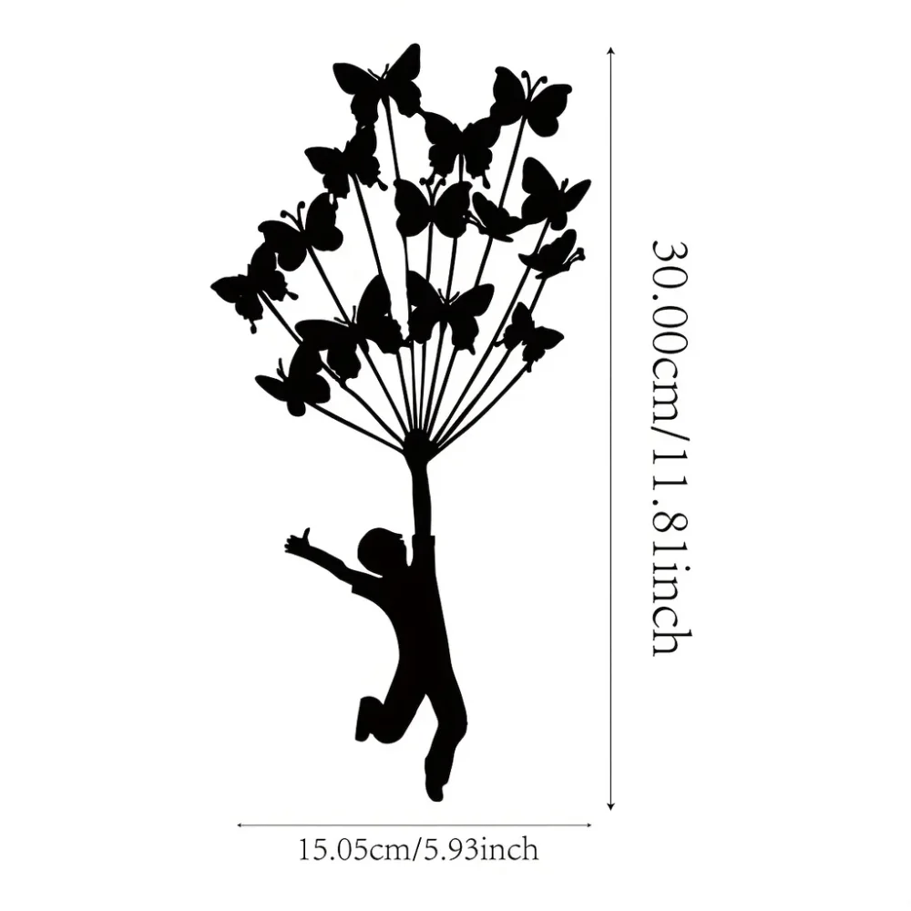 Черное Металлическое Украшение На Стену С Элегантностью Charismatic Butterfly Touch Для Дома