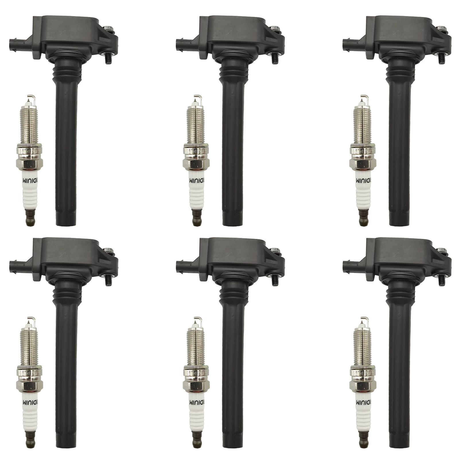 Фото 6PCS зажигательная катушка и иридиевые свечи зажигания UF648 36-8196 5149168AI 5C1848 0221504032 5149168AH соответствует DODGE джип RAM №3